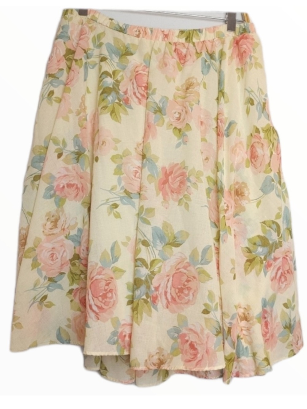 Vintage Cotton Blend A-line floral pleaded Skirt